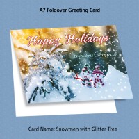 Greeting Card - "Snowmen Pair with Glitter Tree"